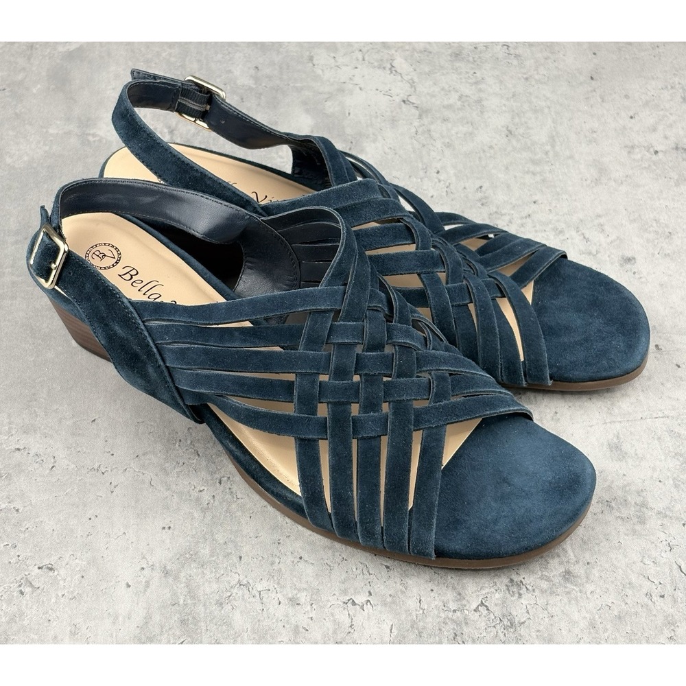 Bella Vita Women's Seble Wedge Woven Sandals Blue Size 9WW Only Tried On New